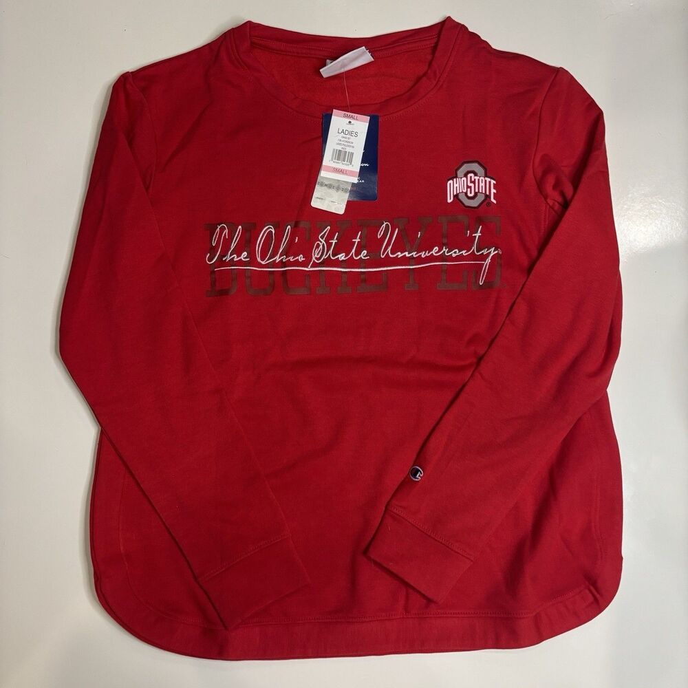 Champion Women Red Ohio State University Buckeyes Fleece Lined Sweatshirt Sz S